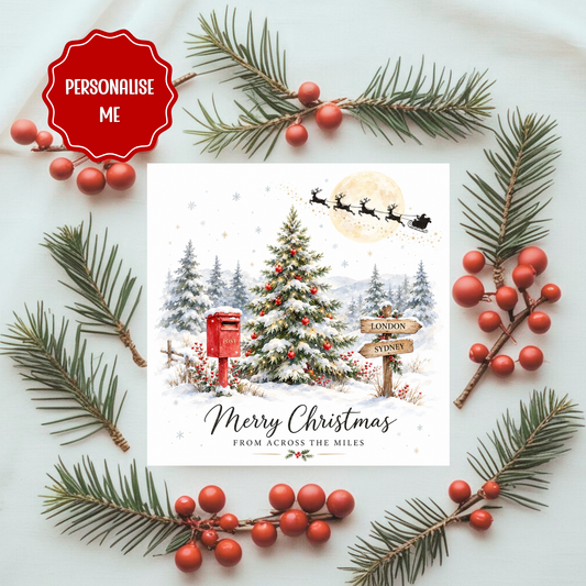 Personalised Across the Miles Christmas Card – Custom Country Names