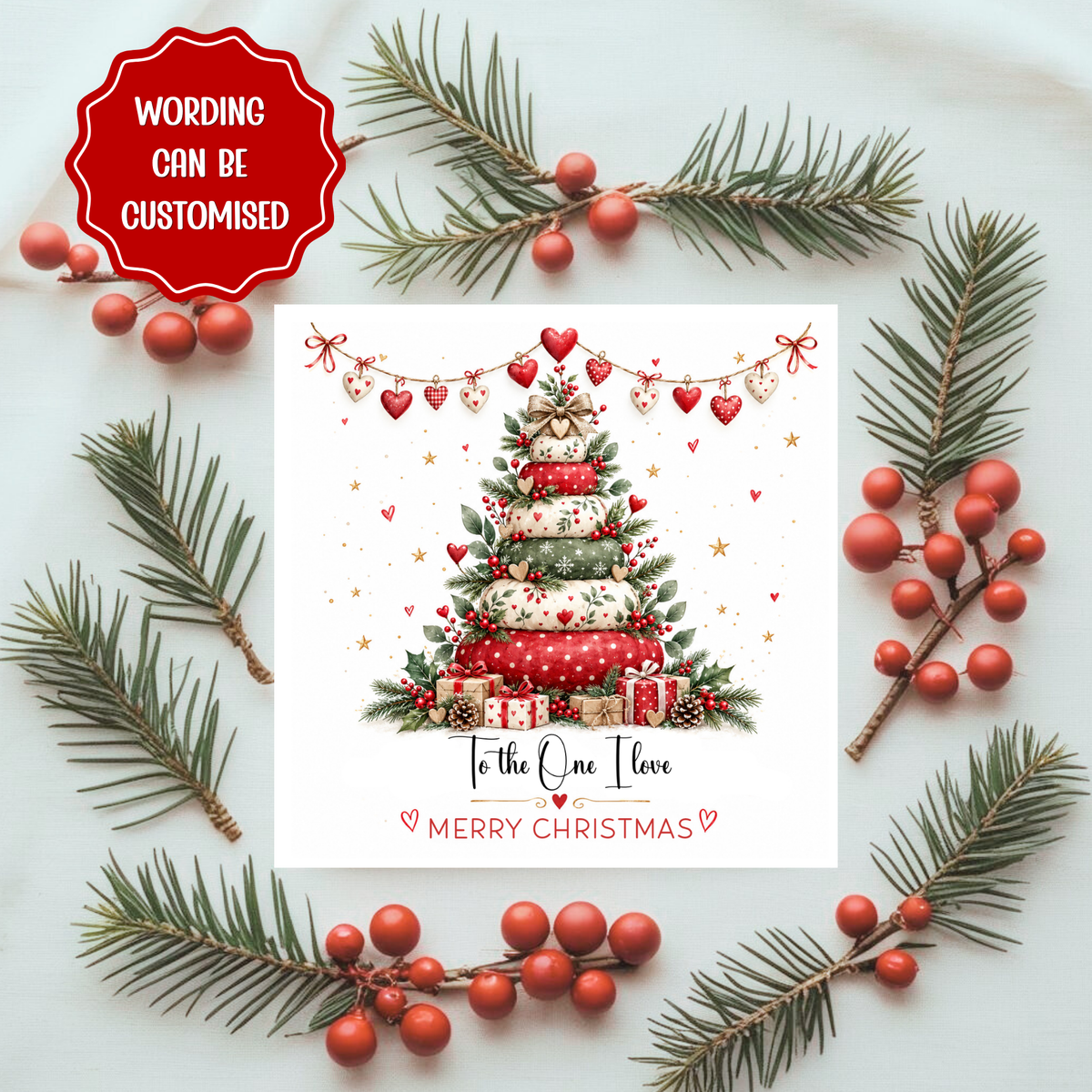 To The One I Love Personalised Christmas Card | Custom Card for Partner | Christmas Card for Him or Her | Boyfriend Girlfriend Wife Husband