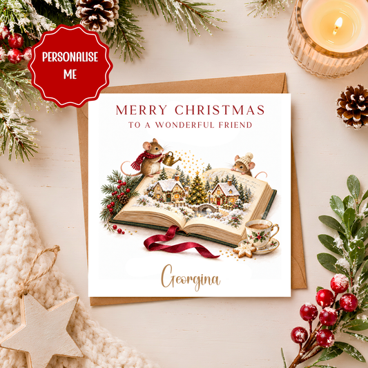 Personalised Christmas Card for Friend, Book Lover Christmas Card, Best Friend Xmas Card, Christmas Story Card, Personalised Name Card