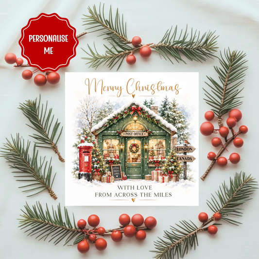 Personalised ‘Across The Miles’ Christmas Card – Custom Locations | Holiday Post Office Design