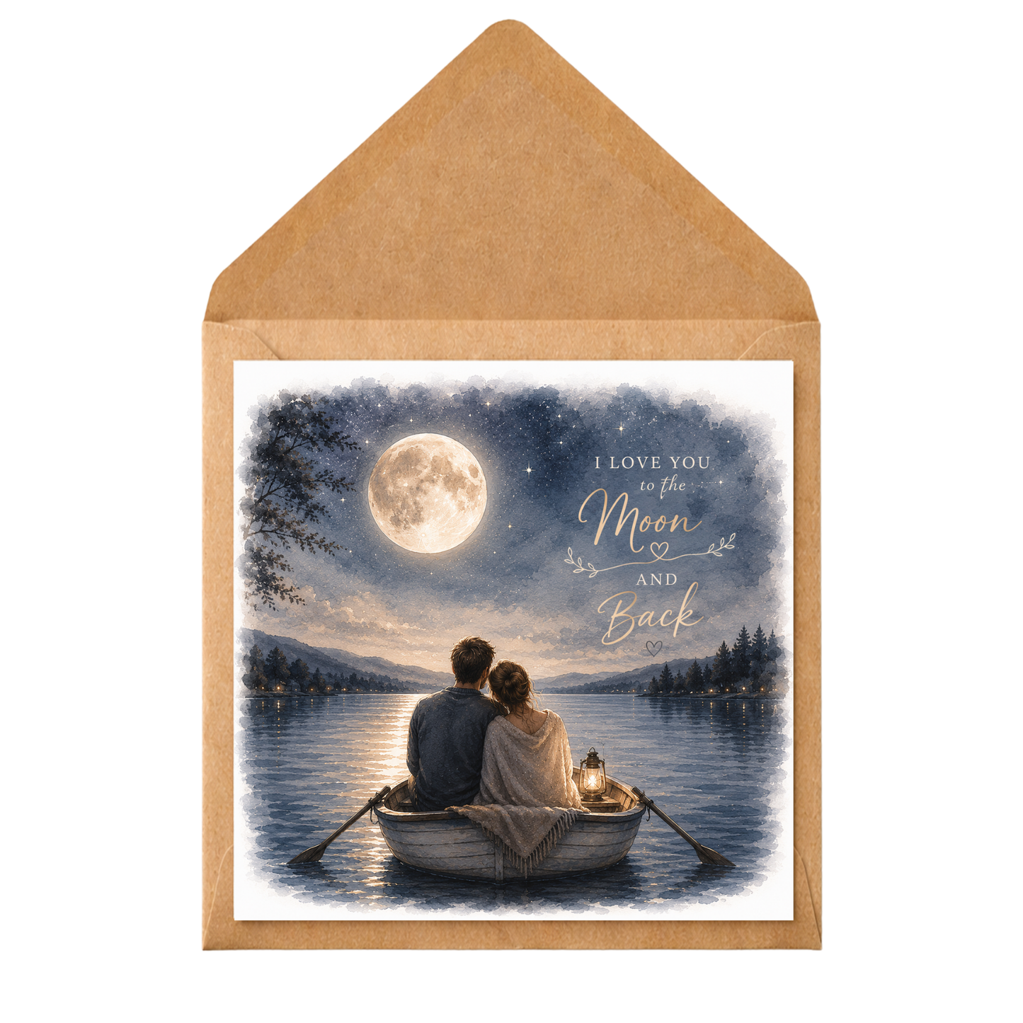 Moon and Back Card, Romantic Anniversary Card for Husband Wife Boyfriend Girlfriend, Personalised Love Card, Valentine's Card, Birthday Card