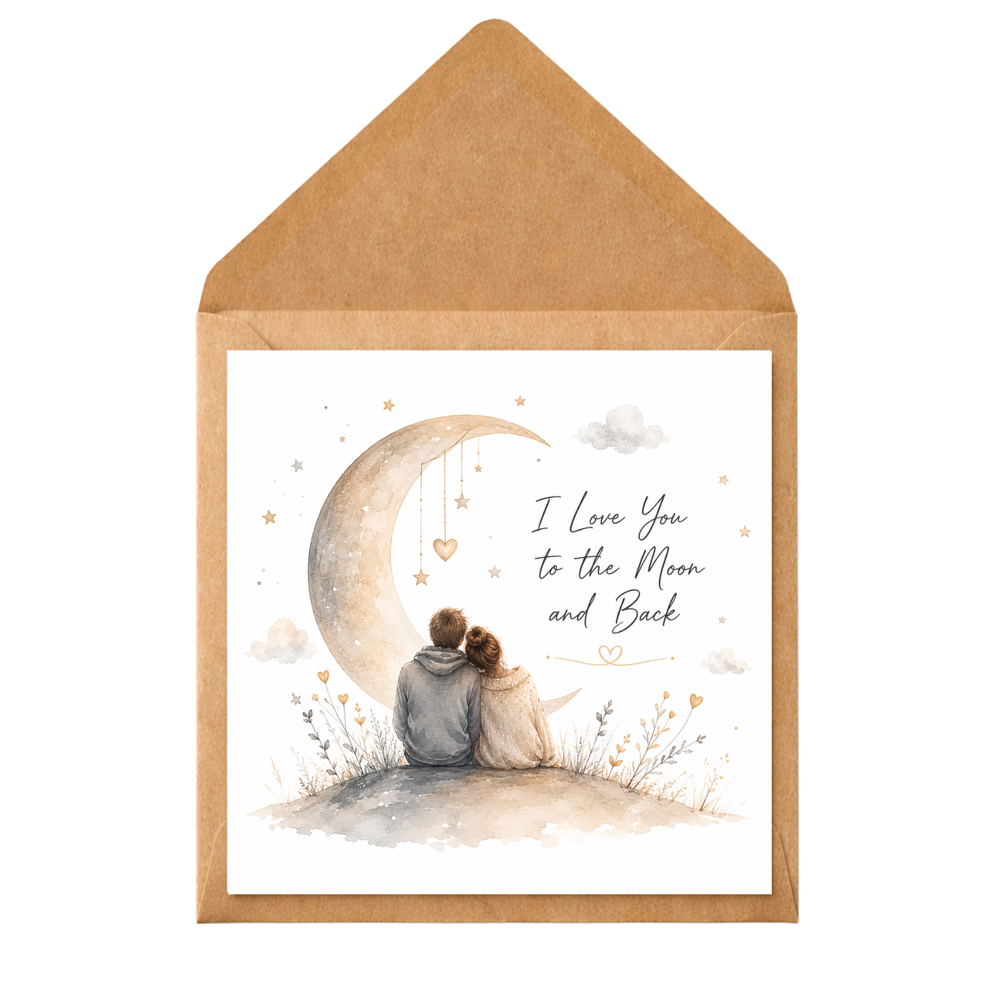 Moon and Back Card, Romantic Anniversary Card for Husband Wife Boyfriend Girlfriend, Personalised Love Card, Valentine's Card, Birthday Card