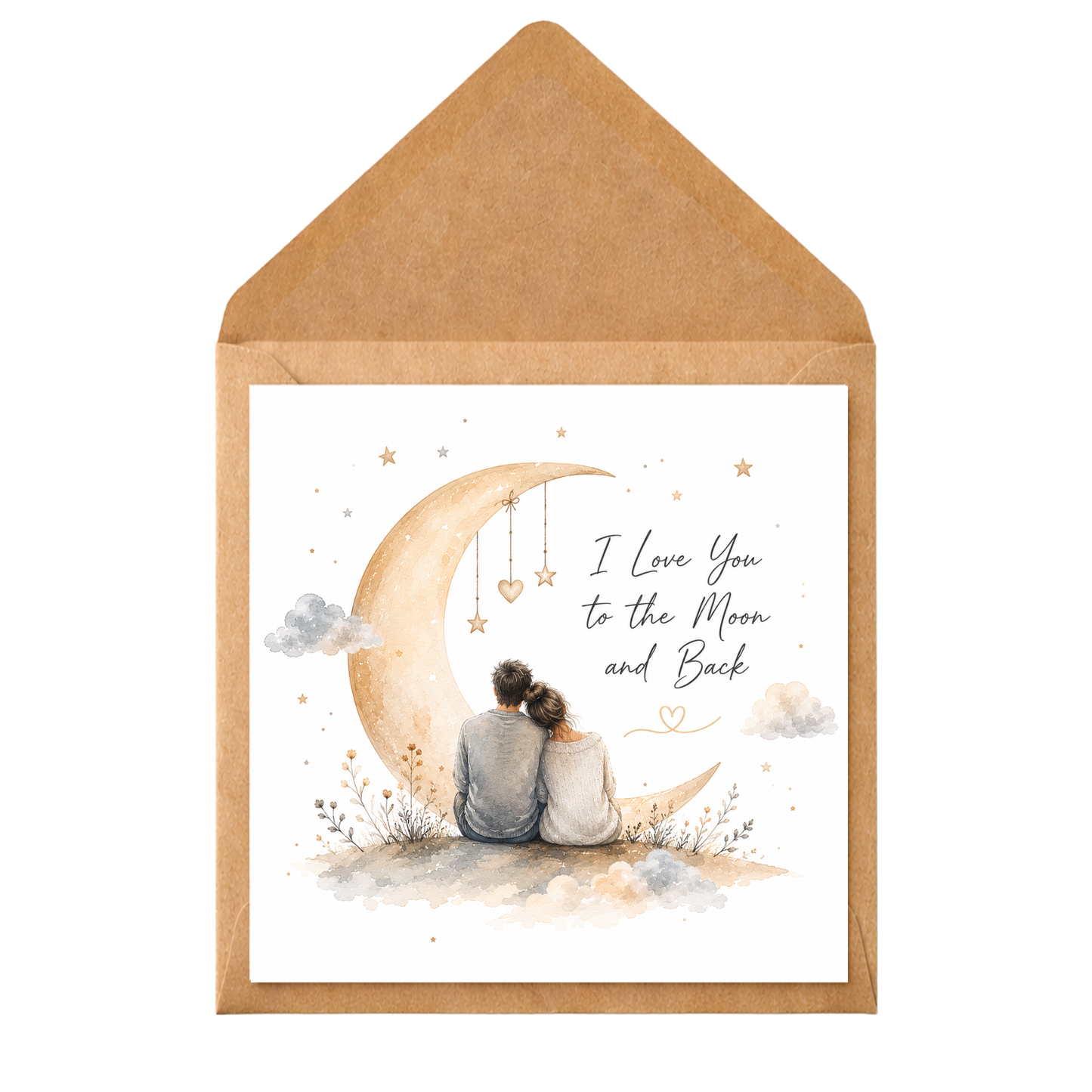 Moon and Back Card, Romantic Anniversary Card for Husband Wife Boyfriend Girlfriend, Personalised Love Card, Valentine's Card, Birthday Card