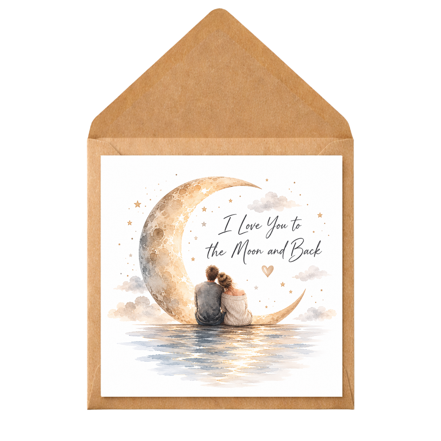 Moon and Back Card, Romantic Anniversary Card for Husband Wife Boyfriend Girlfriend, Personalised Love Card, Valentine's Card, Birthday Card